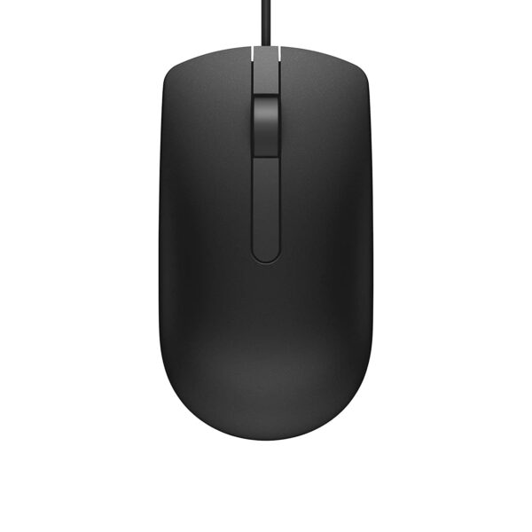 Dell MS116 Wired Optical Mouse - High Precision 1000DPI Sensor, USB Connectivity, Ergonomic Ambidextrous Design, Smooth Scrolling, Ideal for Office & Home Use - Black