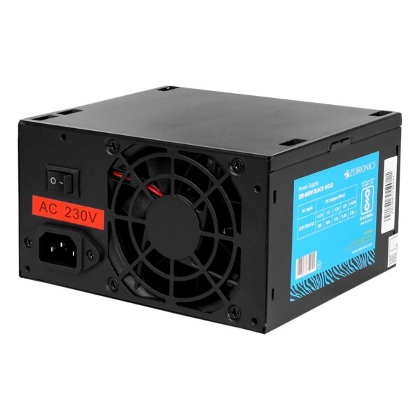 Zebronics 450W Black Gold Power Supply with 3X SATA connectors, 2X Molex, 80mm Built-in Fan, Extra Long Cables, 1.2 Meter Power Cable and Suitable for...