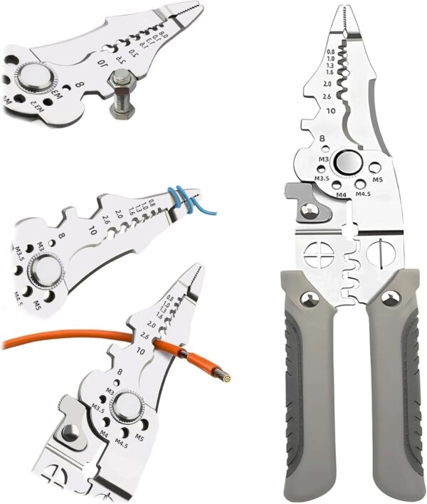 ELMVIA All in 1 Multifunction Stainless Steel Wire Stripper/Wire Crimping Tool, Wire Cutter, Wire Crimper, Cable Stripper, Wiring Tools and Multi-Function.