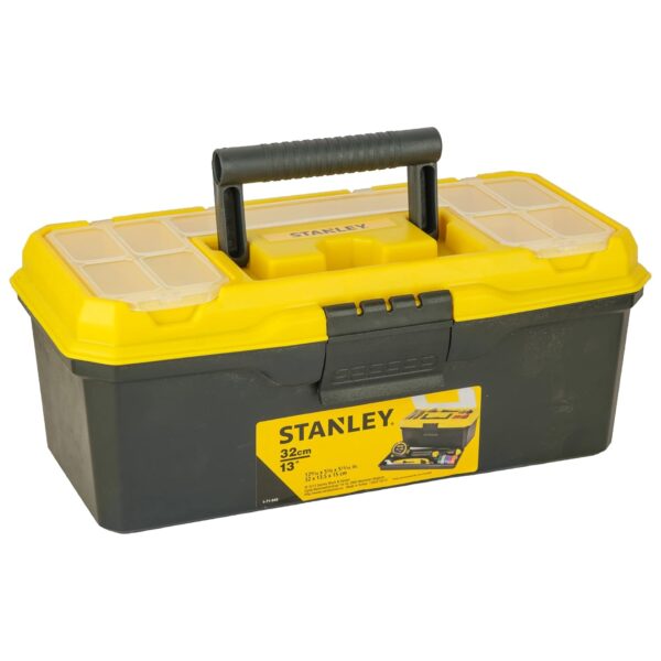 STANLEY 1-71-948 13'' Organized Maestro Heavy-Duty Portable Plastic Essential Toolbox With Clear Top Lid & Removable Tray Compartment For Easy...