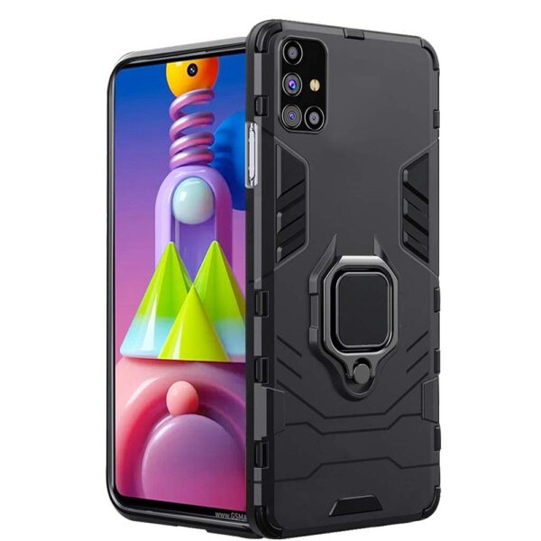 TheGiftKart Tough Armor Bumper Back Case Cover for Samsung Galaxy M51 | Ring Holder & Kickstand in-Built