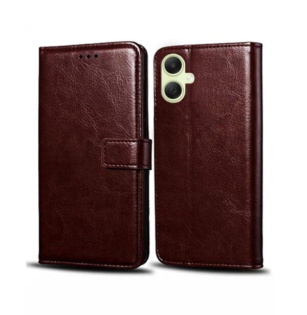 TOUCCH Flip case for Samsung M05/ A05/ F05| Leather Finish Cover & Flexible Stand Design | Card and Money Pocket | Brown