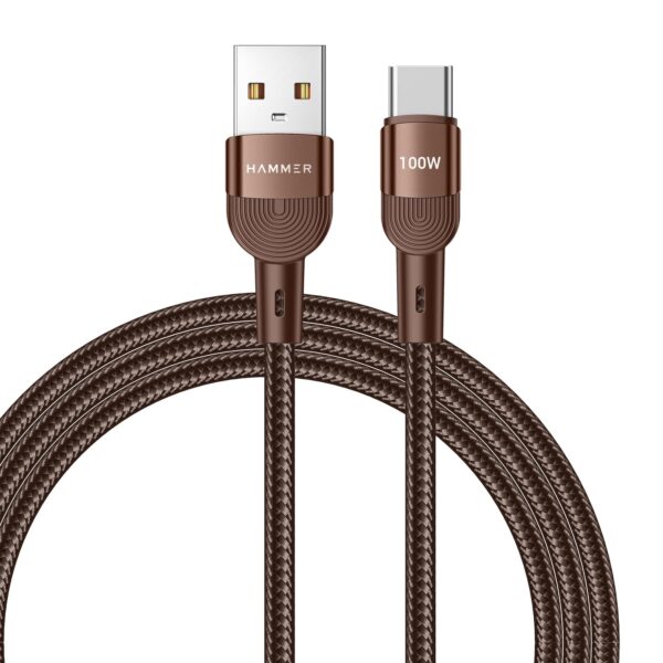 HAMMER 100W 5A USB to Type-C for OnePlus with WARP/VOOC/FLASH support, Super Fast Charging Cable,1.2M Nylon Braided,Tangle free,480Mbps Data Transfer,...