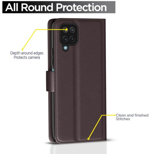 Pikkme Flip Cover Leather Finish | Inside TPU with Card Pockets | Wallet Stand and Shock Proof | Complete Protection Flip Case for Samsung Galaxy M12 / F12...