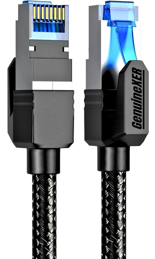 GenuineXER Premium Cat 8 Ethernet Cable Up to 40Gbps 2000MHz | Copper Core + F/FTP Braided High Speed RJ45 Lan Cable | Network Cable For Laptop, PC, Tv,...