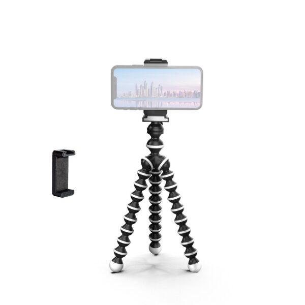 DIGITEK® (DTR 250 GT) 24cm Flexible Gorilla Mini Tripod with Phone Holder & Pan Head, 10 Sections Adjustment, 24cm Max Height, Cutting Edge Design, Reliable Grip, for Smartphones & Action Cameras